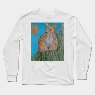 Wallaby Kangaroo with Butterfly Long Sleeve T-Shirt